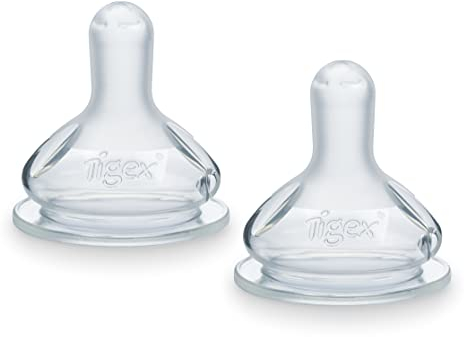 Tigex Tétines rondes en silicone | 3 vitesses | Anti-colique | +12 mois | Lot de 2
