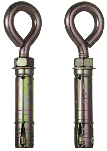 YoiYee M12 x 90 mm Mauerwerk-Spreizdübel mit Sechskantmutter, gelb verzinkter Stahlschraube mit Ring für robuste Befestigung, 2 Stück
