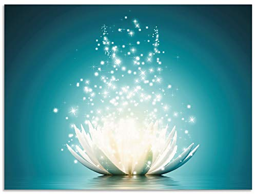 ARTland Wanddeko Wandbild Alu Verbundplatte für Innen & Outdoor Bild 60x45 cm Asien Botanik Blumen Blüten Lotusblume Seerose Modern türkis T9NM