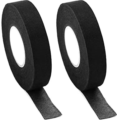 QWORK® 2 Rollen Hitzebeständiges Klebeband - 19mm x 15m - Hitzebeständiges Gewebeklebeband für Auto Kabelbäume (Schwarz)
