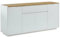 Vente-unique - Buffet Amani - 4 Portes & 1 tiroir - MDF - Coloris: Blanc laqué et Chêne
