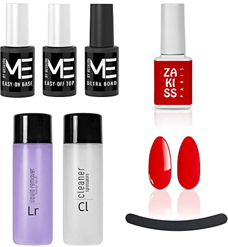 Me Kit Semipermanente completo nails + Base + Top + Ultrabond + Lima + Cleanser e Remover 125ml + Omaggio Gel Polish n 25 Paris Rosso da 10 ml