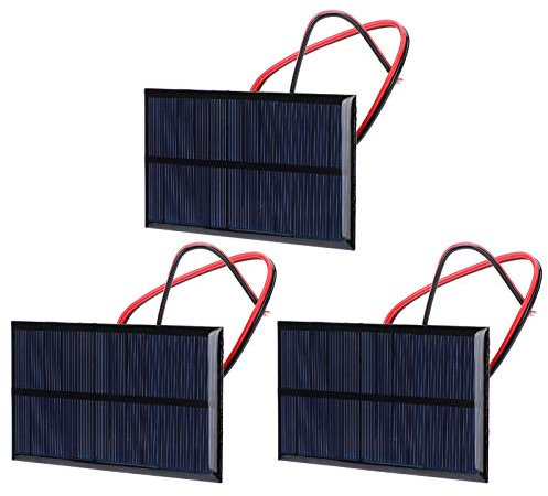 Petits Panneaux Solaires, 3 Mini Panneaux Solaires DC 6V Polysilicium Module de Chargeur de Cellules époxy Solaires Kits de Système de Bricolage Solaire avec Câble de 30 Cm