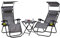Neo 3pcs Folding Portable Zero Gravity Chairs Sun Lounger Table Set Cup Holders Reclining Garden Patio Outdoor Camping (Grey)