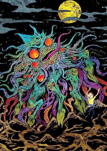 Displate - Poster aus Metall - Einfache Montage ohne Bohren - Rick and Morty - Psychedelic Monsters - The Dunrick Horror - Größe M - 32x45cm Matt