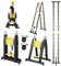 Jopassy Teleskopleiter, Rutschfester Aluminium Stehleiter, 150 kg/330 Pfund Belastbarkeit Ausziehbare Leiter, Aluminiumleiter mit Tragegriff, Mehrzweckleiter (B-2.5M+2.5M)