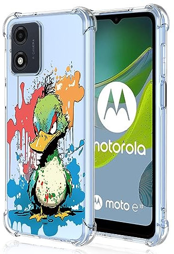 XINYEXIN Cover per Motorola Moto E13 Trasparente Slim - Custodia per Cellulare TPU Antiurto, Serie di Graffiti Artistici Colorati e Cool, Disegno Carino - Duck