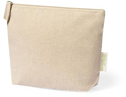 Trousse de toilette 100 % coton recyclé GRS 180 g/m. Trousse pour femme avec fermeture éclair et tirette assortie. Trousse de maquillage de voyage, naturel