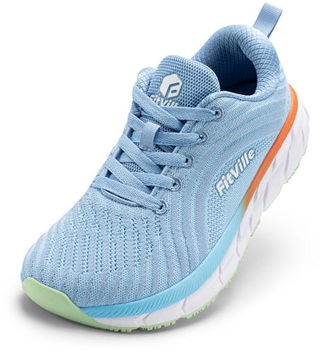 FitVille Scarpe Running Donna Pianta Larga Ginnastica Sneaker Leggere Wide Fit Traspiranti Passeggio Blu 38 EU Larga