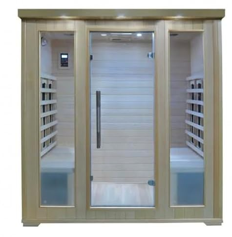 - Domus Möbel - Infrarotsauna 175 × 135 für 4 Personen aus Hemlock-Holz mit Chromotherapie Glastüren und Bluetooth SN013