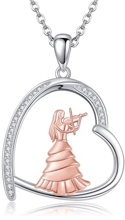JERWLI 925 Sterling Silber Violin Halskette Musik Die Geige Spielt Halskette Schmuck Geschenke FüR Geiger Frauen MäDchen
