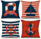 ASDCXZ Maritim Kissenbezug 40x40 cm 4er Set, Rot Marineblau Anker Kompass Segelboote Sofa Dekokissen Kissenbezüge Kissenhülle Waschbar Polyester Flachs Textil Outdoor Kopfkissenbezug Kissen Bezug