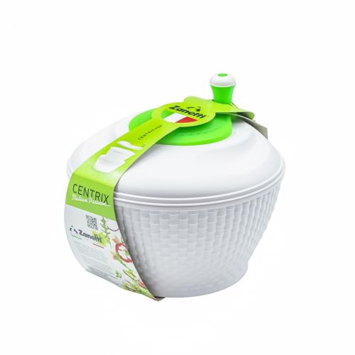 Zanetti, Centrifugeuse pour salade 4 l, centrifugeuse à salade, couleur blanc et vert, séchage parfait, fabriqué en Italie