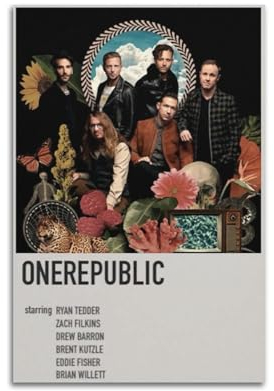 Zamou OneRepublic Leinwandposter, Wandkunst, dekoratives Wohnzimmer-Poster, Schlafzimmer-Poster, 60 x 90 cm, ungerahmter Stil