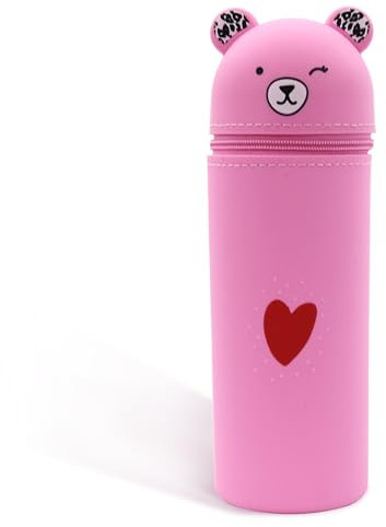 KUIZHEN Federmäppchen aus Weichem Silikon, Kawaii Federmäppchen Pencil Case Rosa Schlampermäppchen und Stifteköcher 2 in 1 für Studenten Jugendliche Erwachsene