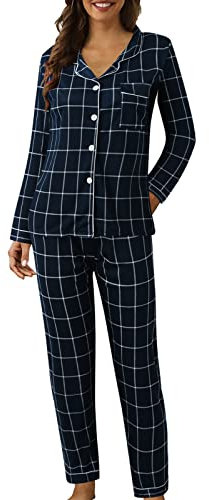 Pigiama Da Donna Cotone Confortevole Donna Pigiama Noi Di Notte Con Coulisse Due Pezzi Sleepwear Top E Pantaloni Borse Laterali Biancheria Da Notte Elegante Adatto Per Tutto L’anno Di Natale Regali