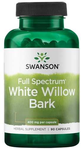 Swanson, Full Spectrum White Willow Bark (Corteza de Sauce Plateado), 400mg, Alta Dosificación, 90 Cápsulas, Testado en Laboratorio, Sin Soja, Sin Gluten, No GMO