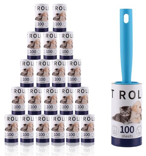 ASelected 10 Pcs Lint Roller Refills with 1 Handle,1000 Sheets Roller Sticky Pet Hair Remover for Pet Cat Dog Hair, Dust,Clothes, Sofa