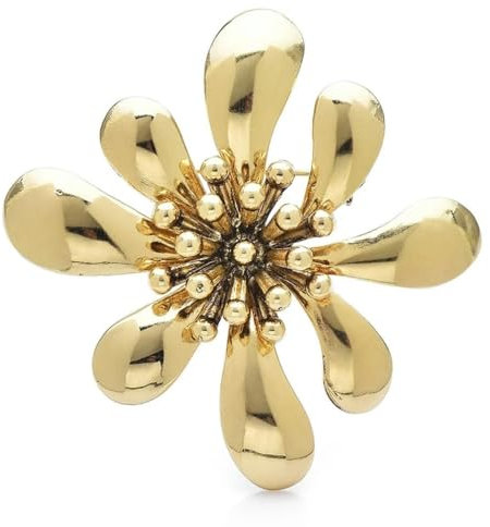 Spilla da donna in acciaio inossidabile con crisantemo margherita, Metallo Acrilico, Zirconia cubica