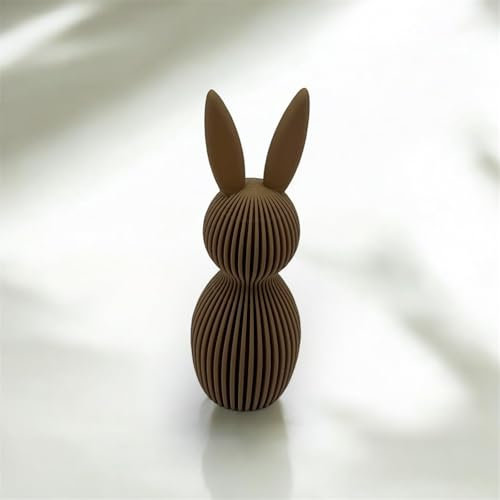 Generisch Osterhasen im skandinavischen Style, 3D Druck Deko-Hasen, Skulptur mit Rillen, Moderne Osterhasen, 8 Farben, Handmade, Nachhaltig, PLA Material (Schwarz)