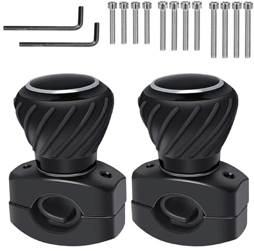2er Set Lenkradknauf für Auto & Traktor, Universal-Lenkhilfe, Schwarz | schwarze Drehknöpfe mit 12 Schrauben und 2 Inbusschlüsseln zur Montage.