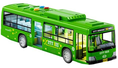 QUXVUIS Auto Modell Spielzeug, simulierter Bus mit integrierter Musik und Beleuchtung, ABS, großer Kinderbus, audiovisuelle Bus Spielzeugbusse, Grün