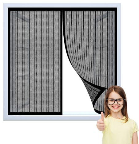 Insektenschutz für Fenster mit Rahmen 80 x 210 cm Klebmontage Ohne Bohren Fliegengitter Balkontür Moskitonetz Fliegennetz für Fenster Und Türen, Schwarz