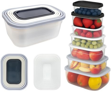 BH | 7 in 1 Food Storage Containers Set | BPA-Free | Stackable | Leak-Proof | Nesting Design | Rectangular Plastic Food Storage Box For Home, Office, Kitchen, School Lunch and Pantry - by BEST HOUSE