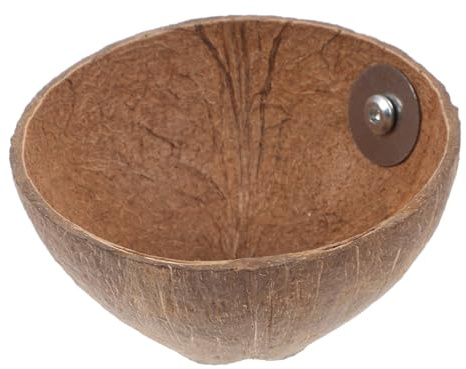 Natürliches Vogelnest aus Kokosnuss 12x12x7cm für Käfig und Papageien | Braune Kokosschale, Robust und Montierbar, für Agaporniden und Wellensittiche im Innenraum