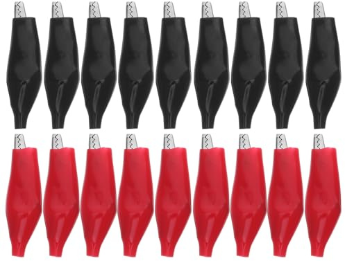 DOITOOL 48 Piezas Pinzas Cocodrilo Aisladas con Funda Protectora Clips de Prueba Eléctricos Rojo y Negro Abrazaderas Pequeñas para Proyectos DIY y Pruebas Seguras