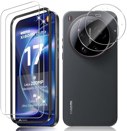 Vanrain Verre Trempé pour Xiaomi 17 Ultra, 2+2 Pièces Protection D'écran Film et Caméra Arrière Protecteur Avec Outils d'installation, 9H Dureté Haute Définition Sans Bulles