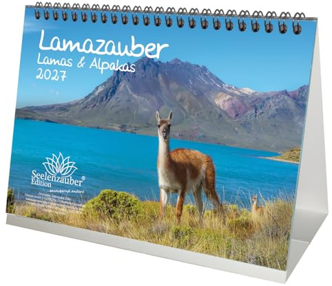 Lamazauber DIN A5 Tischkalender für 2027 Lama Alpaka - Seelenzauber