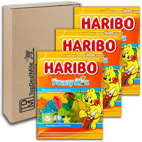 TopDealMile- Vorratspack für Haribo Funny Mix 3 x 185g Fruchtgummi