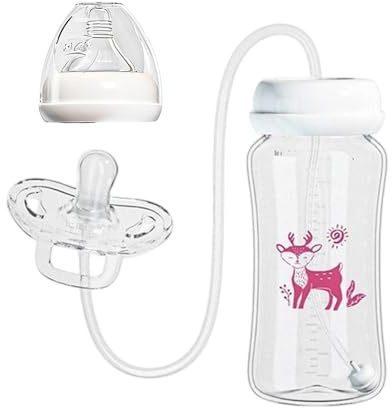Biberon A Mani Libere, Con Design A Tenuta Stagna, 240 Ml, Biberon Autoalimentato, Bibron Con Ciuccio Anti Coliche, Presa Sicura, Per Ragazze E Ragazzi