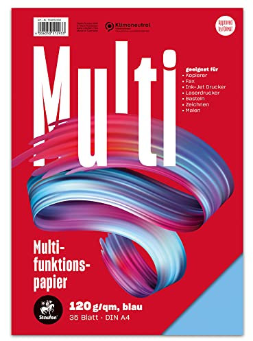 Staufen Style Multifunktionspapier - DIN A4, 35 Blatt, Farbe: blau, 120g/m² Qualitätspapier, 1 Stück