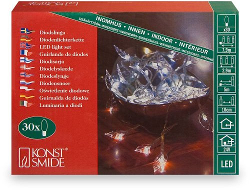Konstsmide 4073-340 LED Dekolichterkette Herbstblätter / für Innen (IP20) / 24V Innentrafo / 30 kalt weiße Dioden / grünes Kabel