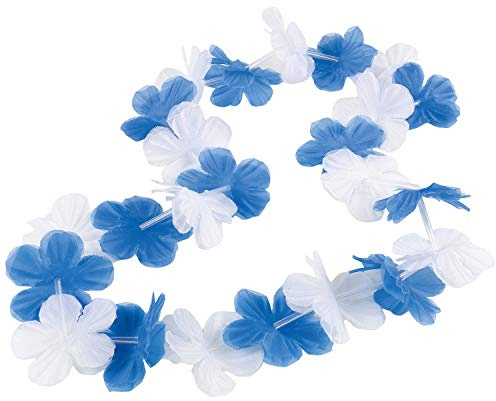 Amscan 998396 - Hawaiikette Bayern, 1 Stück, Länge 1 m, blau-weiß, Blumenkette, Kette, Accessoire, Bierfest, Motto-Party, Karneval