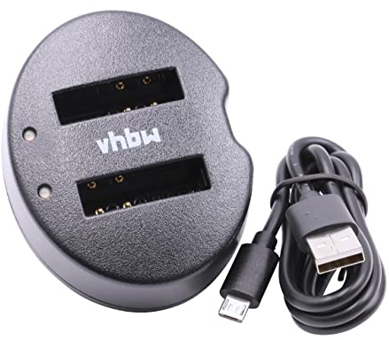 vhbw Dual USB Ladegerät kompatibel mit Nikon CoolPix S9300, S9400, S9500, S9600, S9700, S9900, W300 Kamera Camcorder Action Cam-Akku - Ladeschale