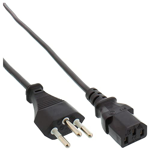 InLine 16655R Netzkabel, Netzstecker Schweiz auf Kaltgerätestecker C13, 5m