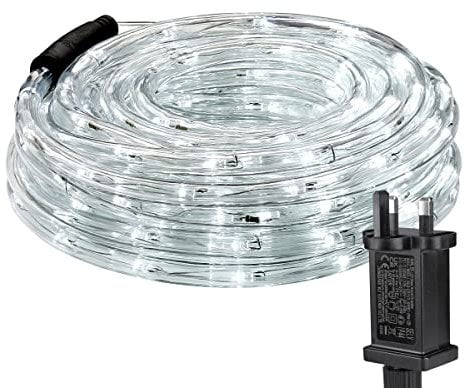Lepro Outdoor Rope Lights Mains Powered, Connectable, 10m/33ft 240 LED Outdoor Garden Lights Plug in, Bright Cool White, Waterproof 10mm Thick Rope Lighting for Garden, Patio, Tree, Pathway, Christmas