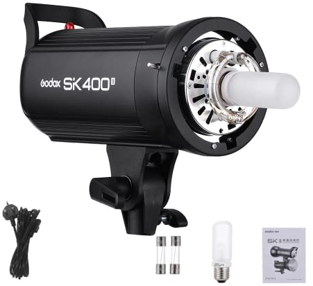 Godox SK400II Professional Compact 400Ws Studio Flash Strobe GN65 5600K | Built-in Godox 2.4G Wireless X System with 150W Modeling Lamp for E-commerce Product Portrait Lifestyle Photography