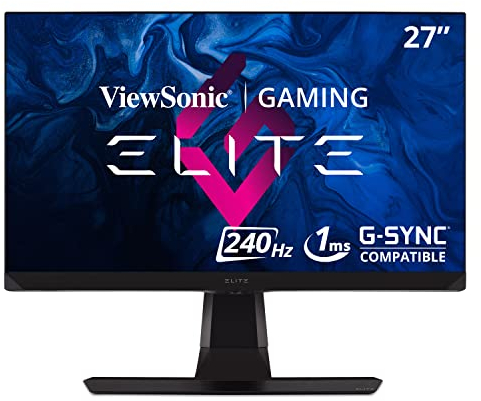 ViewSonic Elite XG270 Monitor Gaming 27 Full HD, Panel IPS, 1 ms, 240 Hz, FreeSync, iluminación RGB, Altura Ajustable, Negro