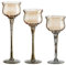 CRISTALICA Kerzenhalter Windlicht 3er-Set Leuchter auf Fuß Glas Golden Dust