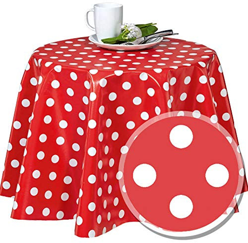 Melody wachstischdecke rot 160 x 140 cm eckig Punkte rot #1150-01