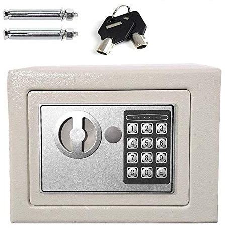 Electronic Password Security Safe Money Cash Deposit Box Office Home Digital Safe Box with Full-digit Keypad, 2 Override Keys and 2 Installing Bolts 4.6L (23x17x17cm, White)