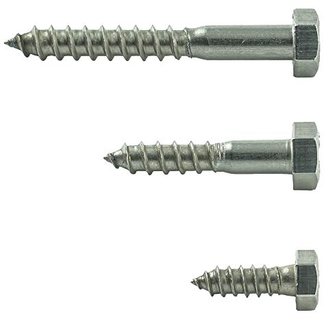 AGBERG - 6 x 30 mm Holzschrauben mit Sechskantkopf - Schlüsselschrauben [10 Stück] aus Edelstahl A2 V2A, rostfrei - DIN 571