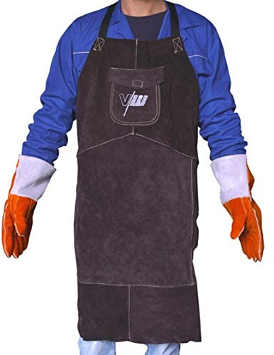 VECTOR Welding - Grembiule da saldatura, in vera pelle, per saldatura TIG/MIG/MAG/MMA/Plasma