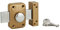 THIRARD - Verrou à bouton Apache pour porte à recouvrement, cylindre 45mm, pêne 140mm, acier, 3 clés, époxy or