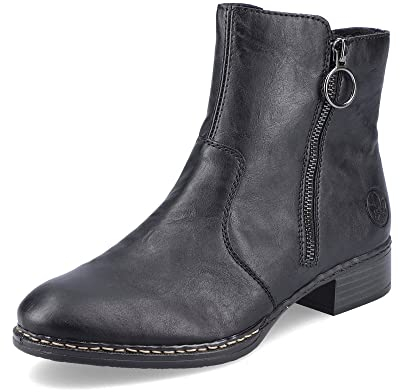 Rieker Damen Ankle Boots 73450, Frauen Stiefeletten,reißverschluss,Bootee,Booties,halbstiefel,Kurzstiefel,schwarz (00),38 EU / 5 UK