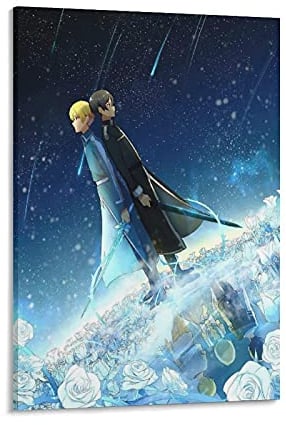 GNKIO Sword Art Online SAO Kirito and Eugeo Anime Poster Leinwand Kunst Poster und Wand Kunst Bild Druck Moderne Familie Schlafzimmer Dekor Poster 12x18inch(30x45cm)